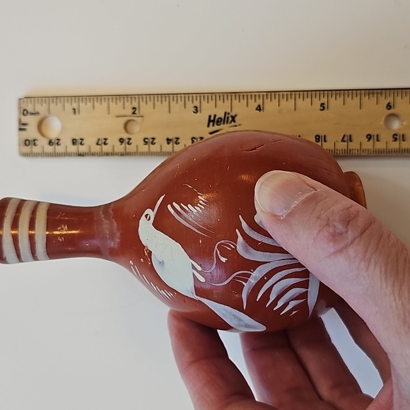 Vintage Mexican Art Pottery Clay Pottery Miniature Bird & Floral Grass Simple - Picture 5 of 5